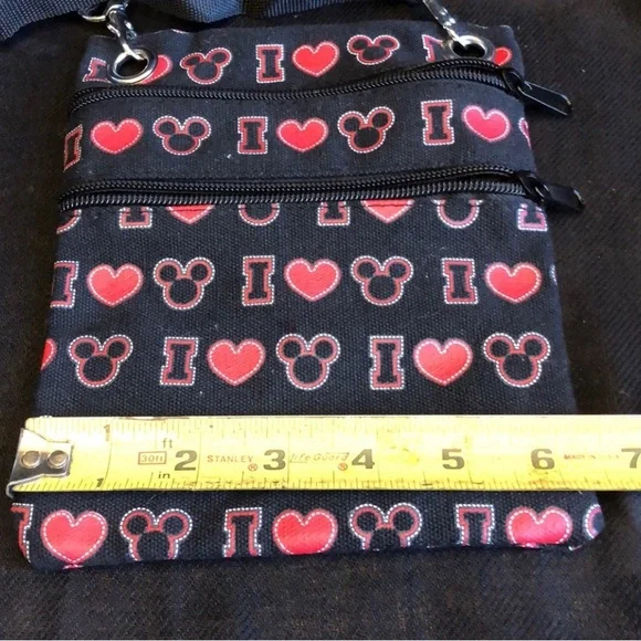 Disney  Mickey Mouse Crossbody Passport Shoulder Travel Bag Blk/Red NWOT - Picture 7 of 7